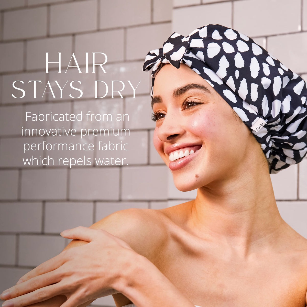 GRACE & COMPANY Waterproof Shower Cap Casablanca packaging