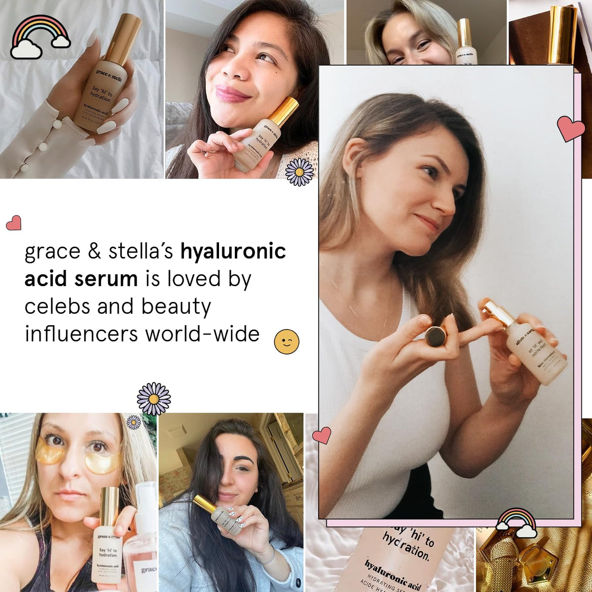 grace & stella Hyaluronic Acid Serum with flowers