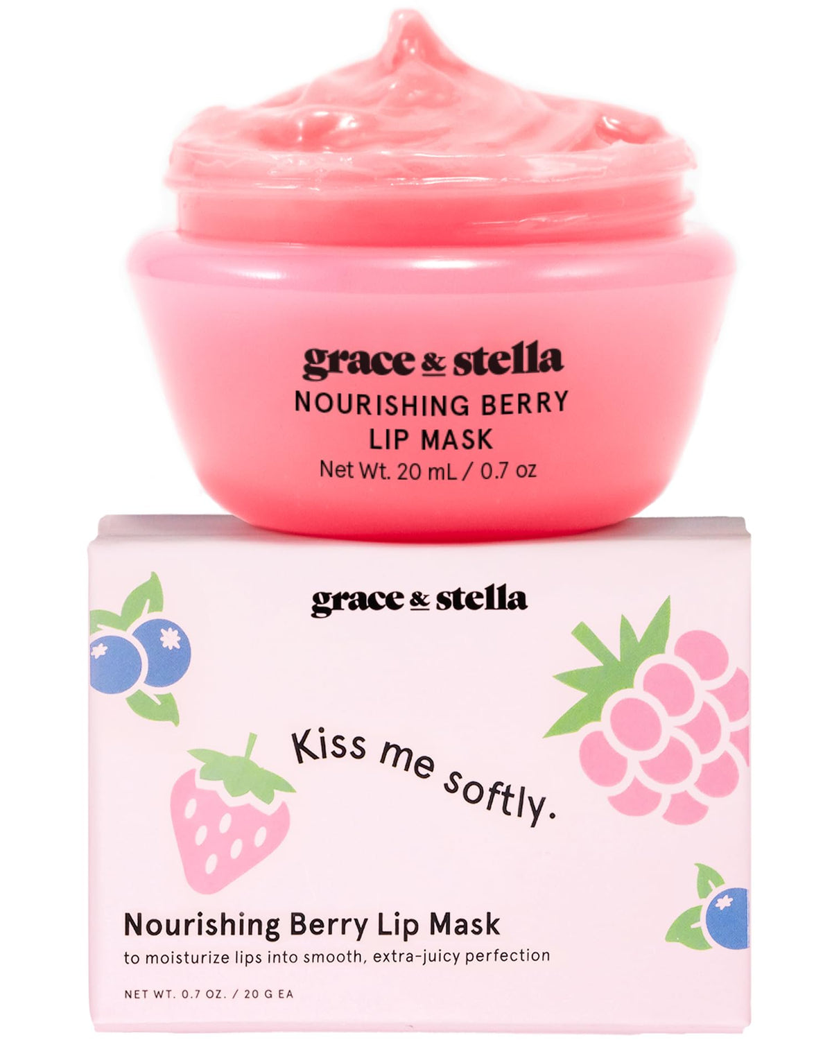 grace & stella Lip Butter 50g front view with berry flavour