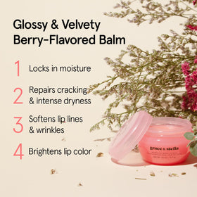 grace & stella Lip Butter in a beauty routine setup