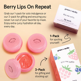 grace & stella Lip Butter on a wooden surface with berries