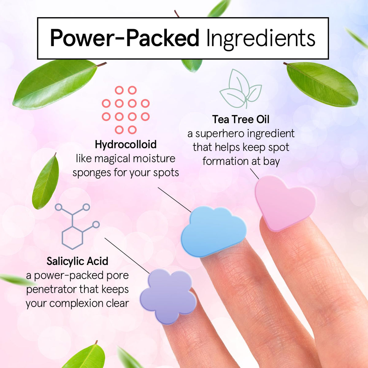 grace & stella Pore Strip Pimple Patch in flower shape on skin