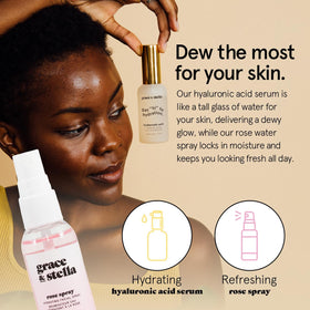 grace & stella products arranged with flowers for aesthetic