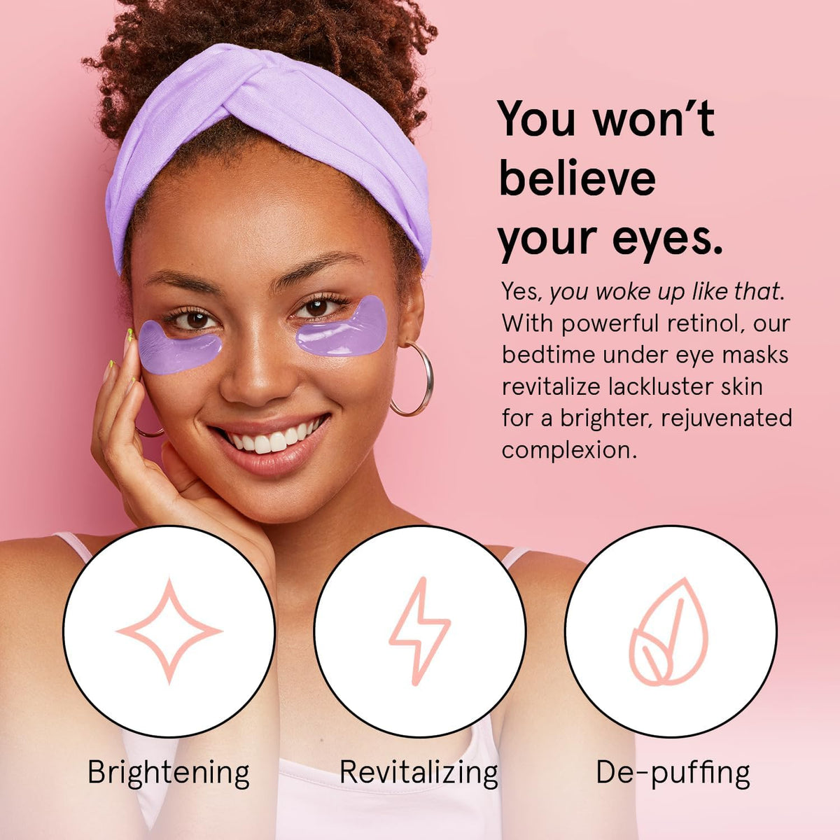 grace & stella Retinol Under Eye Patches close-up of patches