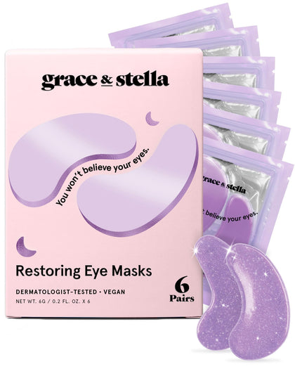 grace & stella Retinol Under Eye Patches front view in packaging
