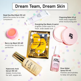 grace & stella rosewater spray and berry lip mask on a flat surface
