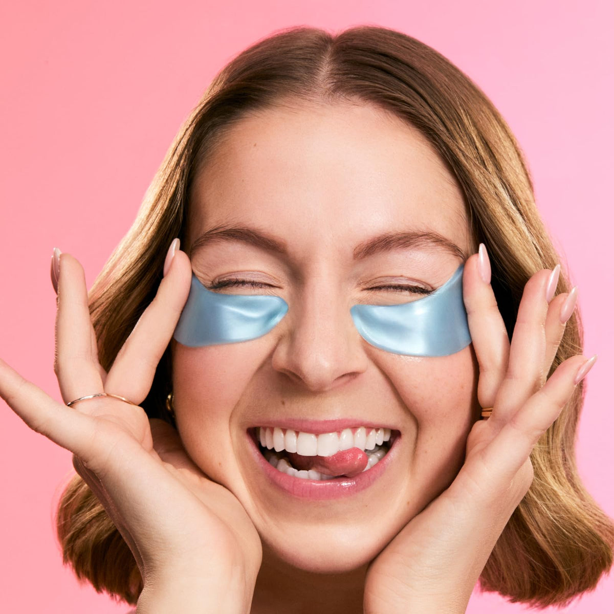 grace & stella Under Eye Mask being applied during skincare routine