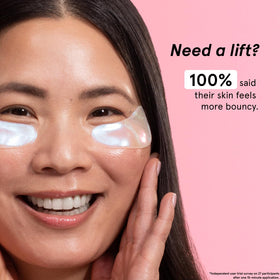grace & stella Under Eye Patches applied on model's face