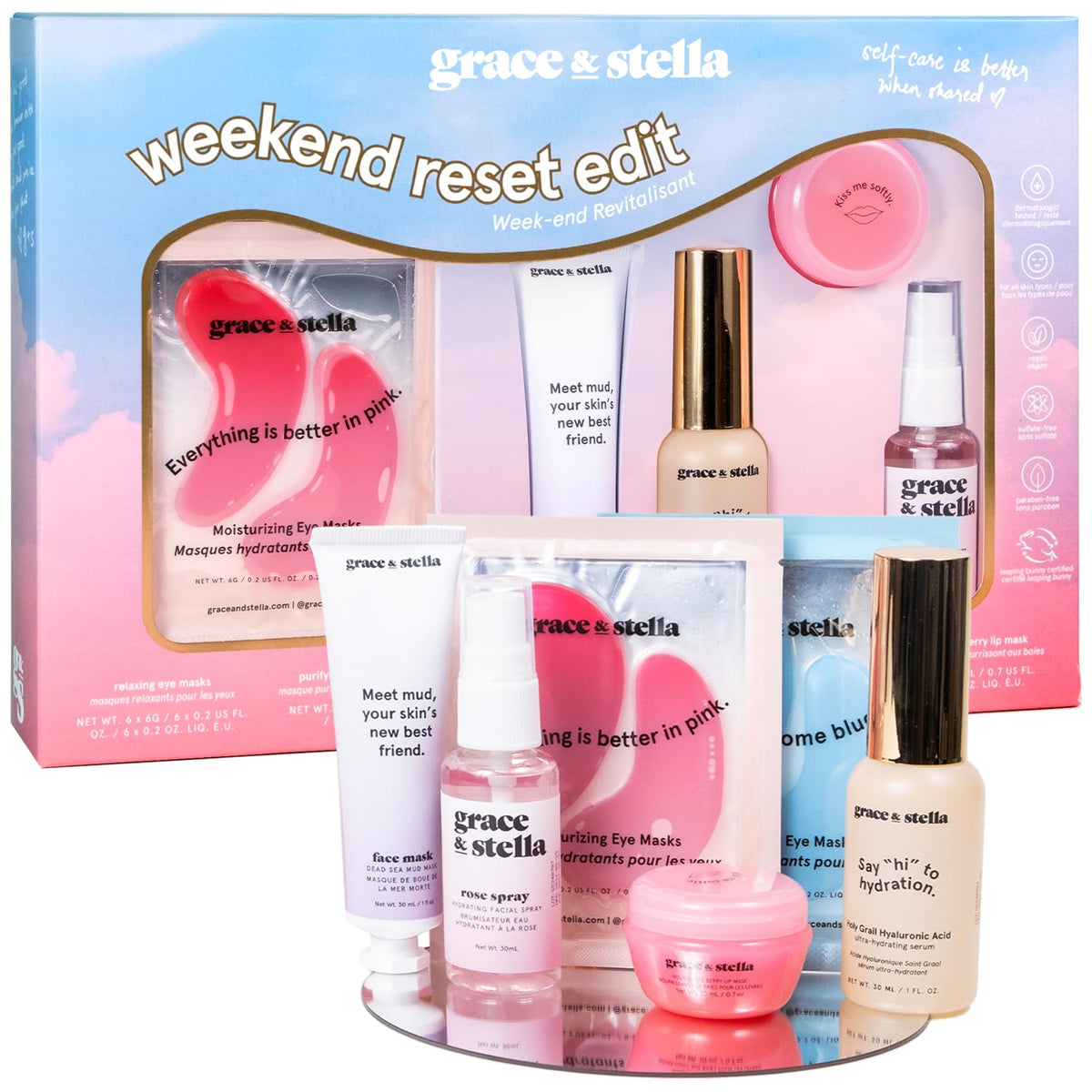 grace & stella Weekend Reset Edit Skin Care Gift Set front view