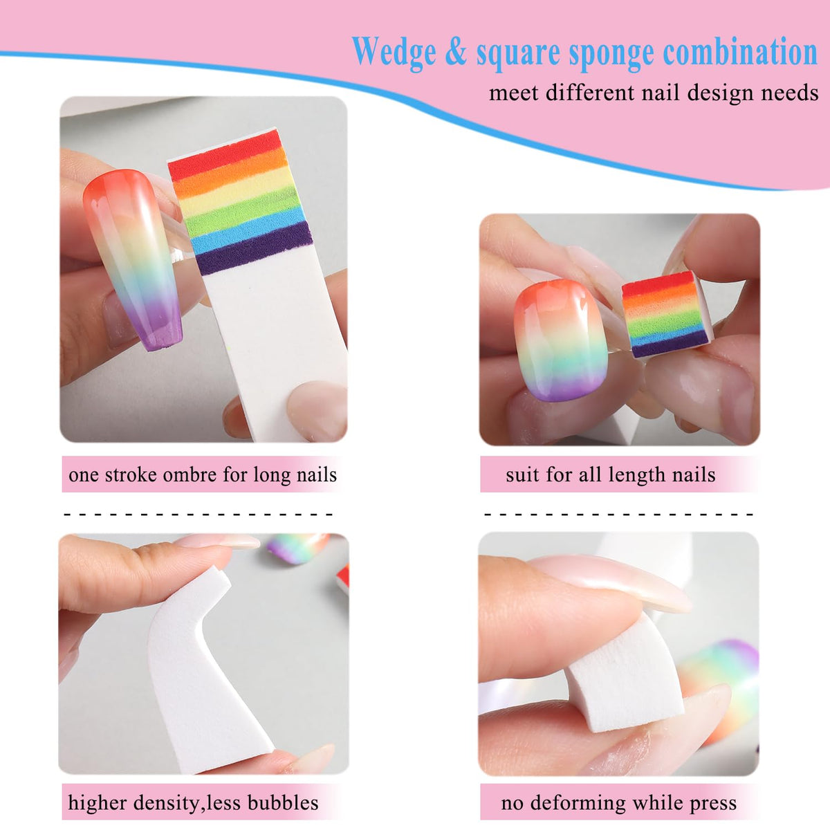 Gradient nail design using Fcozpjk sponges
