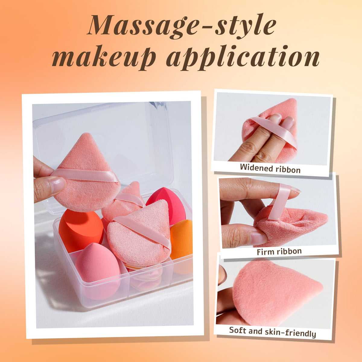 Gradient pink storage container for makeup sponges