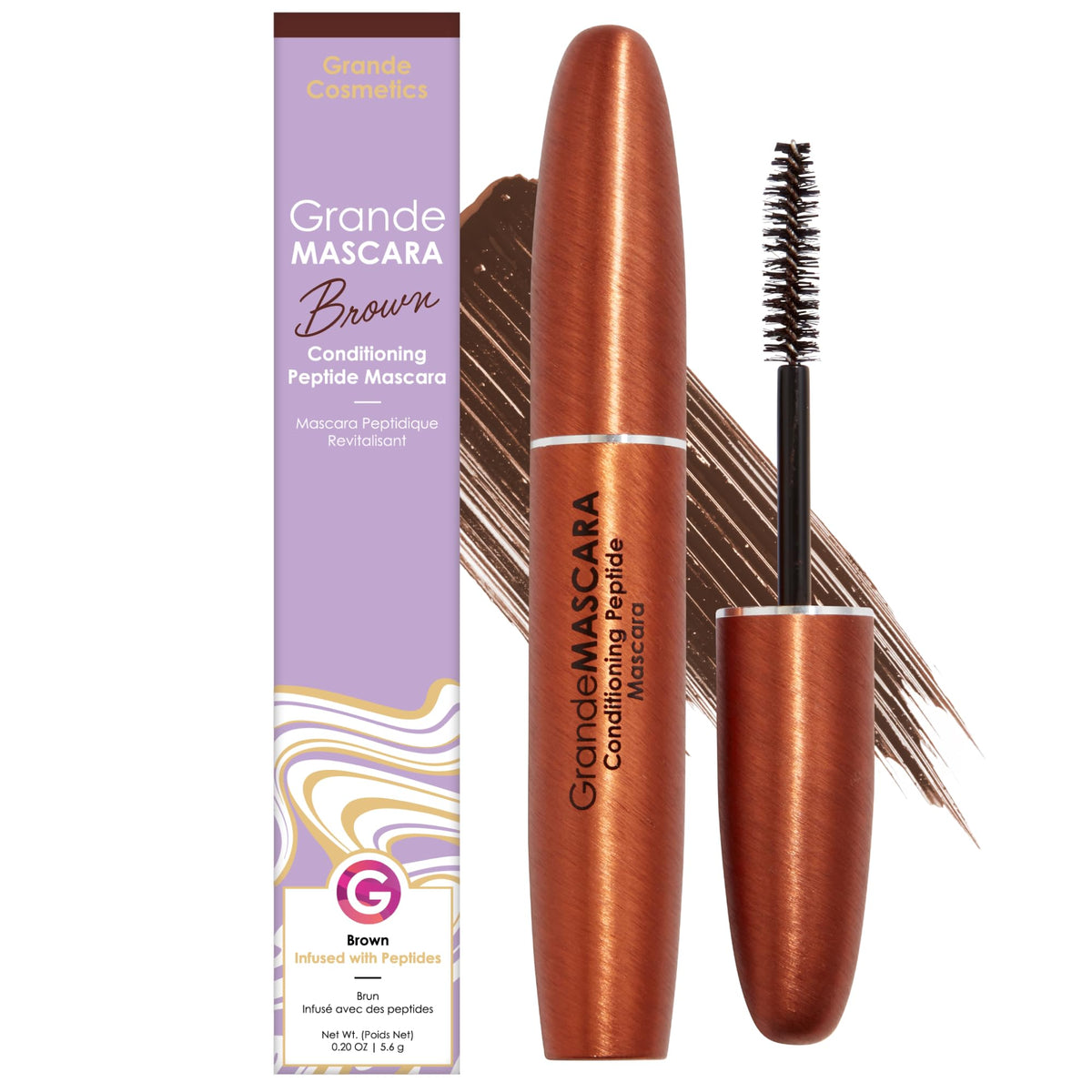Grande Cosmetics GrandeMASCARA Conditioning Peptide Mascara in brown, front view