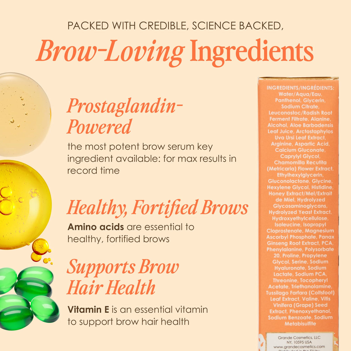 GrandeBROW Brow support Serum with natural ingredients