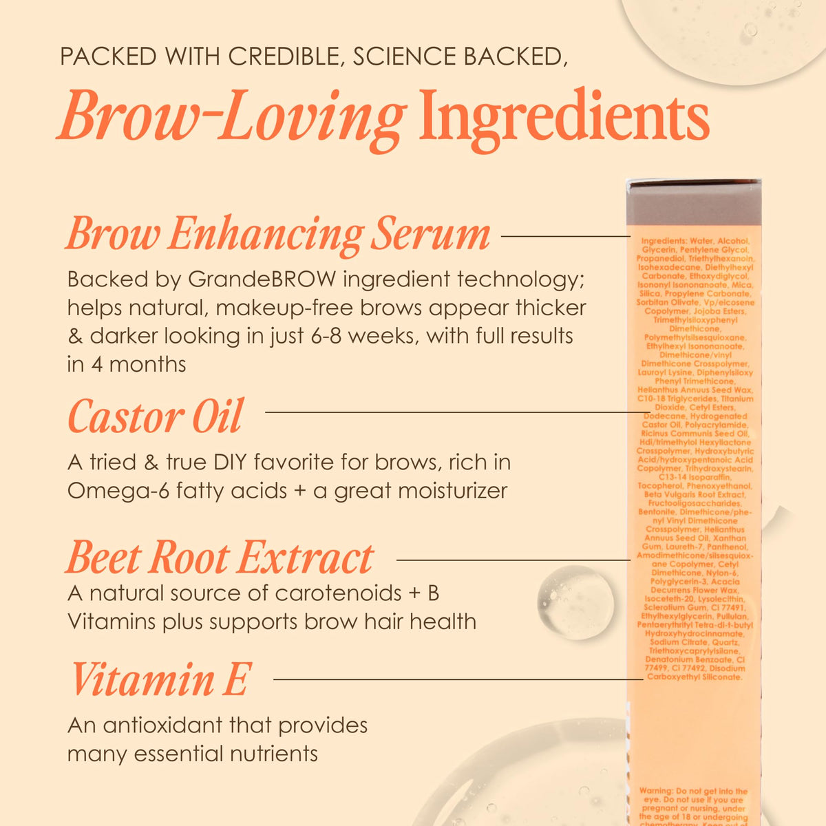 GrandeBROW tinted brow gel in hand with natural background