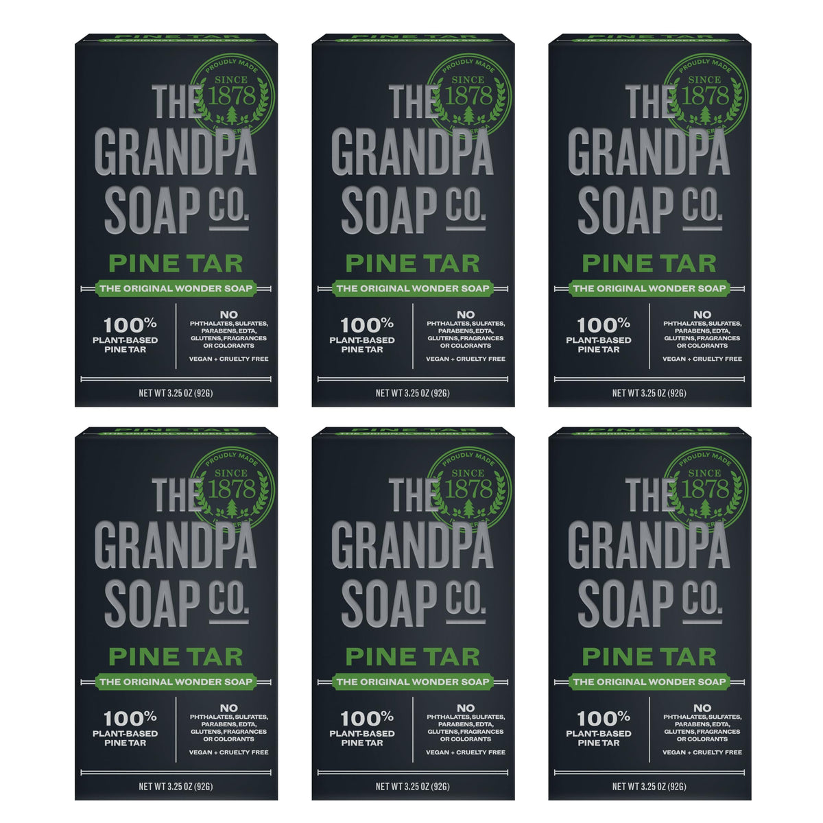 Grandpa's Pine Tar Bar Soap front view with packaging