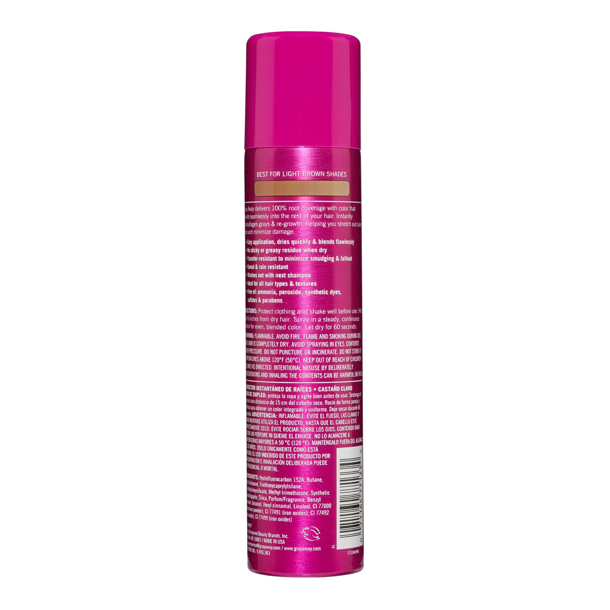 GRAY AWAY Instant Root Cover Up Spray Light Brown ingredients list