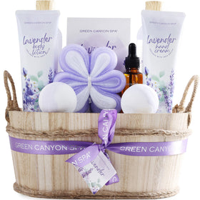 Green Canyon Spa Lavender Bath Gift Set 11pcs in a handmade basket