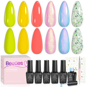 green confetti glitter gel nail polish from beetles