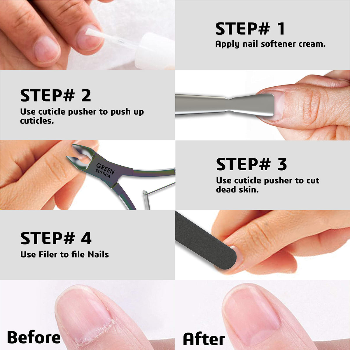 GREEN ESTETICA Cuticle Nipper and Pusher Set packaging