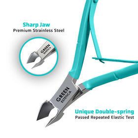 GREEN ESTETICA cuticle nipper close-up of blades