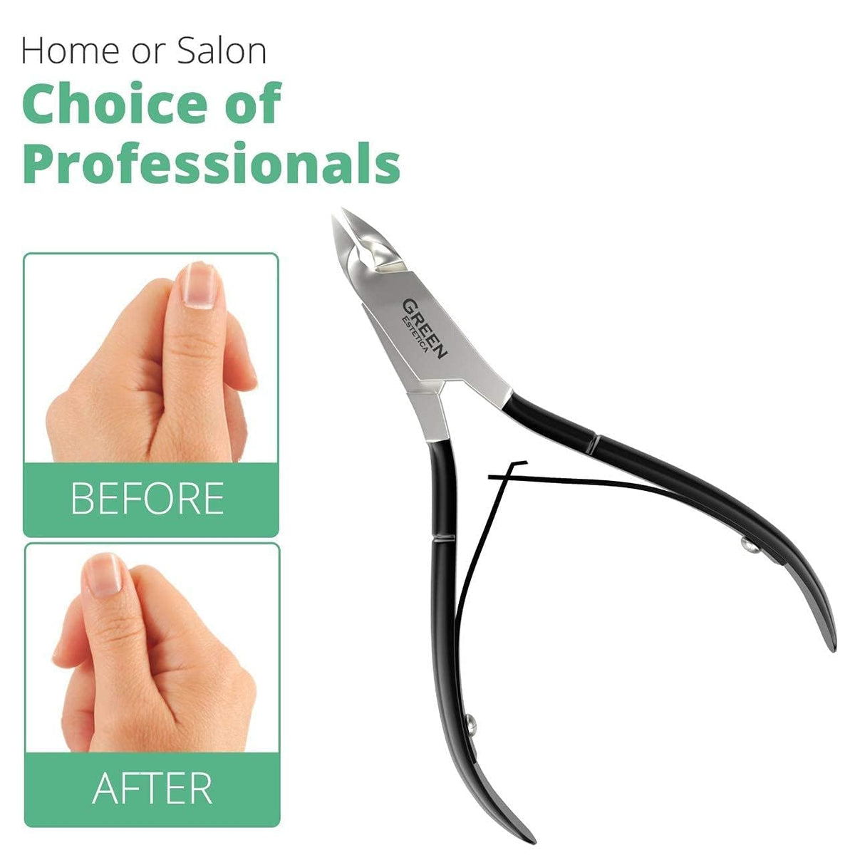 GREEN ESTETICA Cuticle Nipper ergonomic handle view