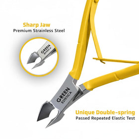 GREEN ESTETICA Cuticle Nipper in packaging with dimensions