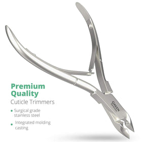 GREEN ESTETICA Cuticle Nipper in use on nails