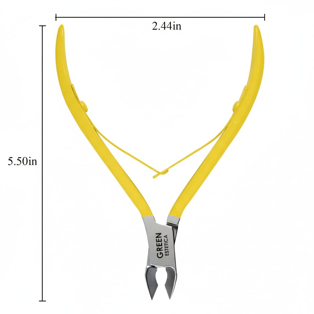 GREEN ESTETICA Cuticle Nipper side view showing sharp blade