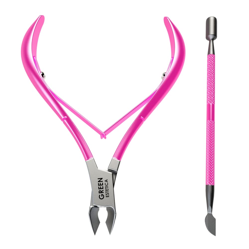 GREEN ESTETICA Cuticle Nippers and Pusher set displayed
