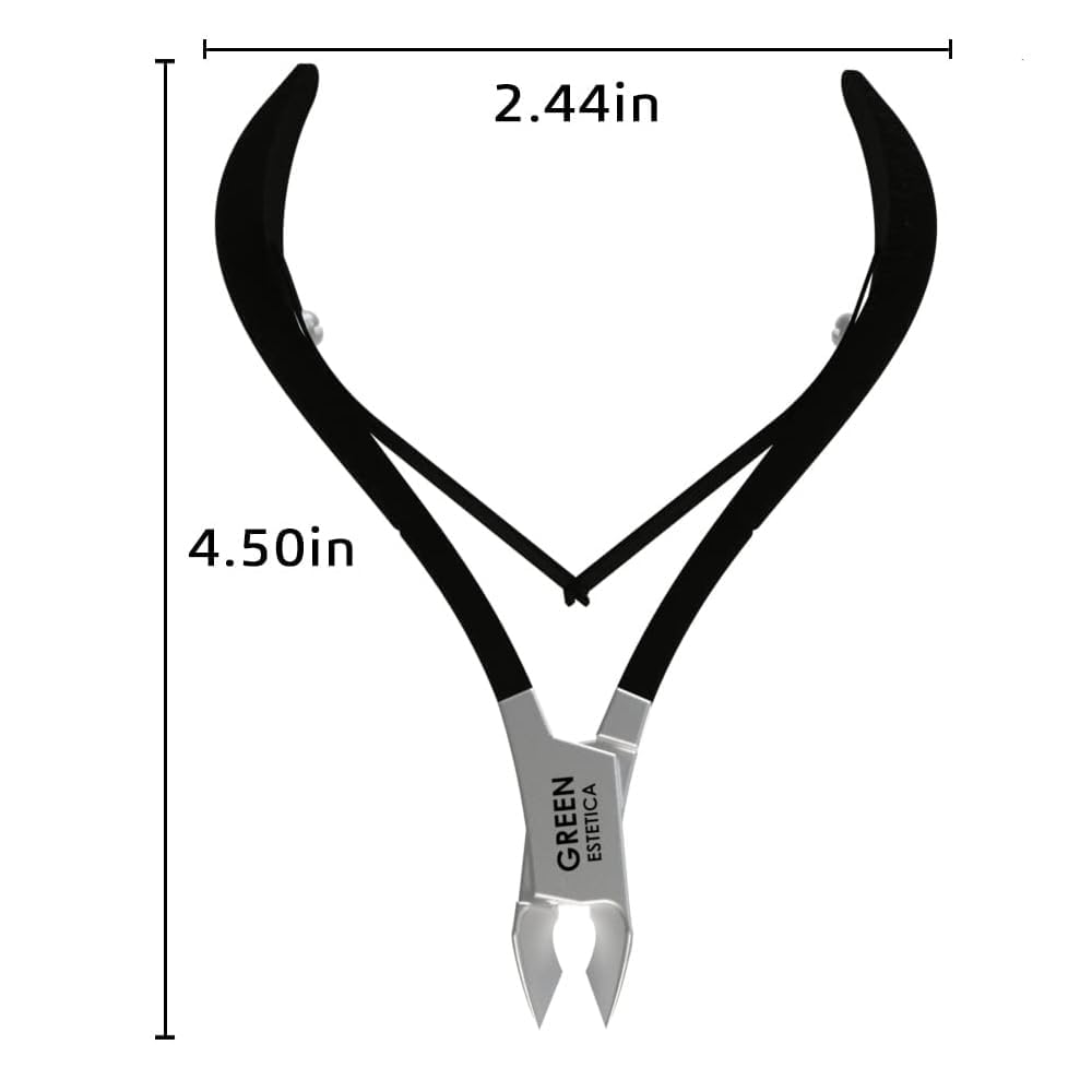 GREEN ESTETICA Cuticle Nippers side view showcasing ergonomic handle