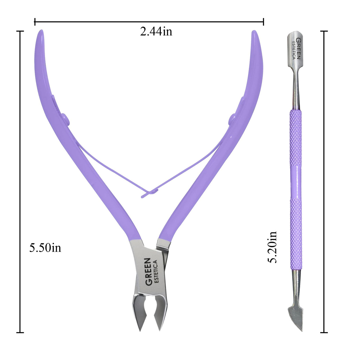 GREEN ESTETICA Cuticle Nippers side view showing sharp blades