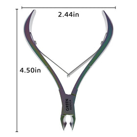 GREEN ESTETICA Cuticle Nippers side view showing sharp eagle mouth blades