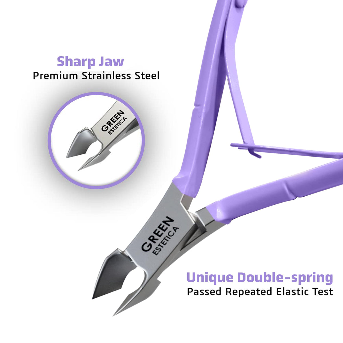 GREEN ESTETICA Cuticle Pusher displayed with ergonomic handle