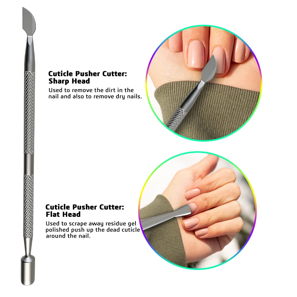 GREEN ESTETICA Cuticle Pusher side view showing sharp edge