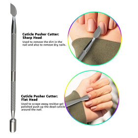 GREEN ESTETICA Cuticle Pusher side view showing sharp edge