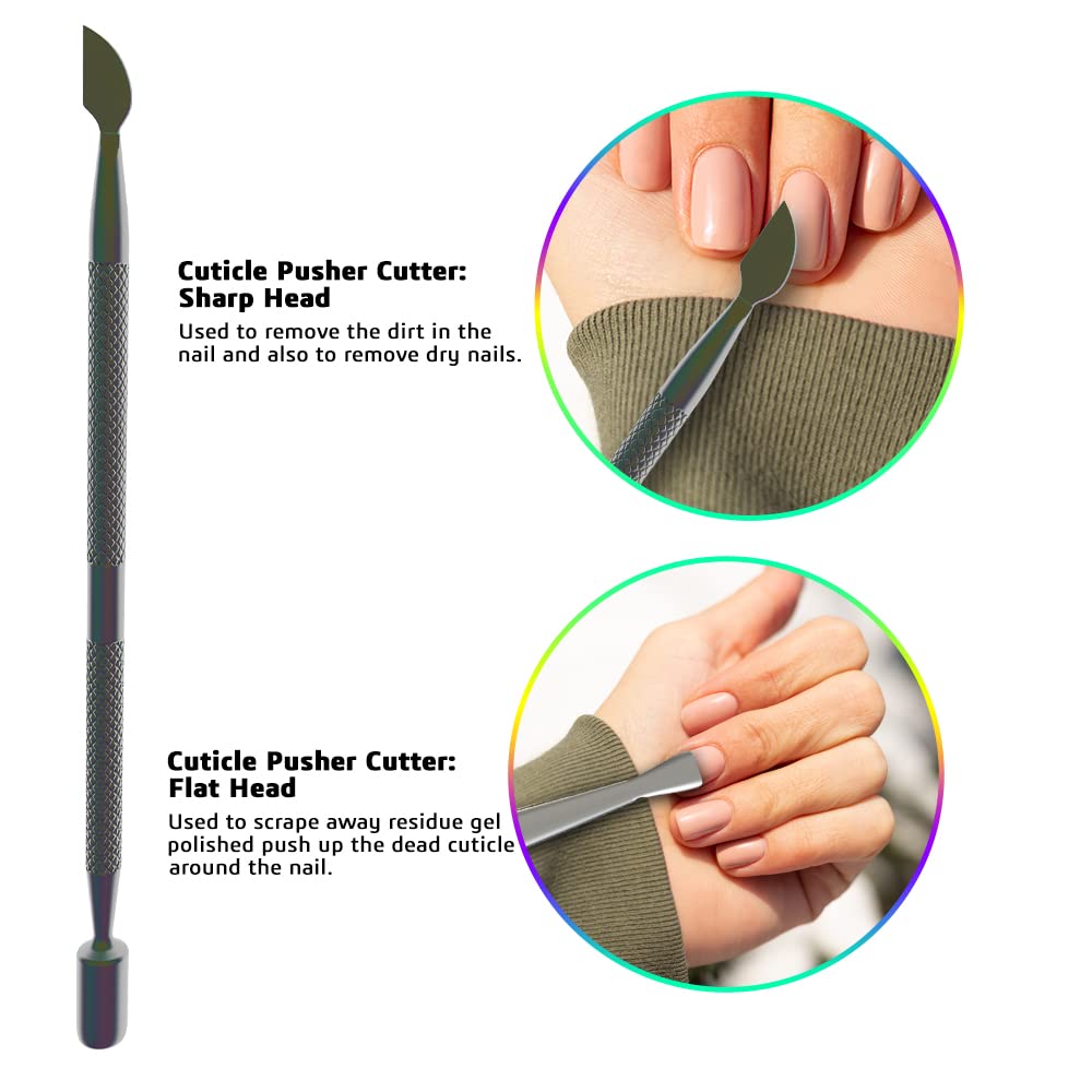 GREEN ESTETICA Cuticle Pusher side view with ergonomic handle
