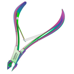 GREEN ESTETICA Cuticle Trimmer front view with polished stainless steel finish