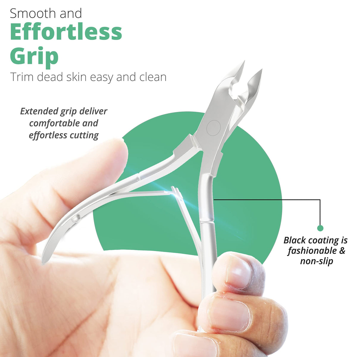 GREEN ESTETICA Cuticle Trimmer set displayed on a white background
