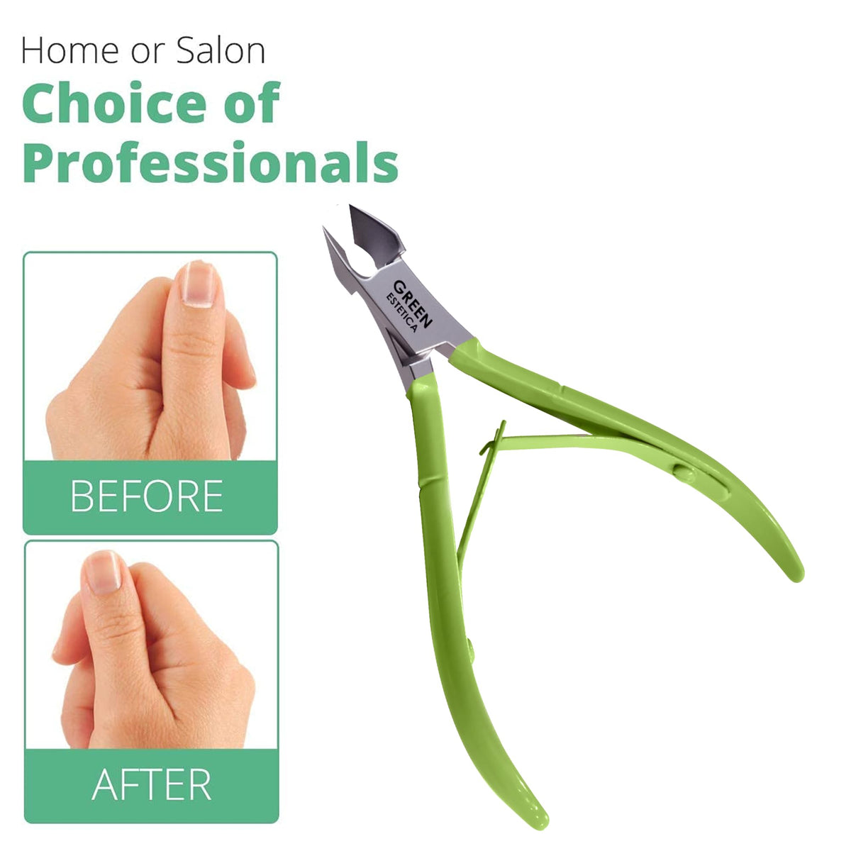 GREEN ESTETICA Cuticle Trimmer set on a wooden table