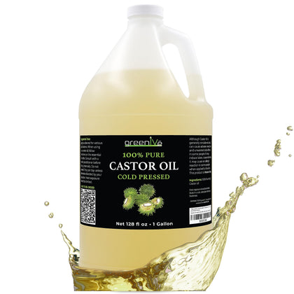 GreenIVe 100% Pure Castor Oil 1 Gallon bulk bottle front view