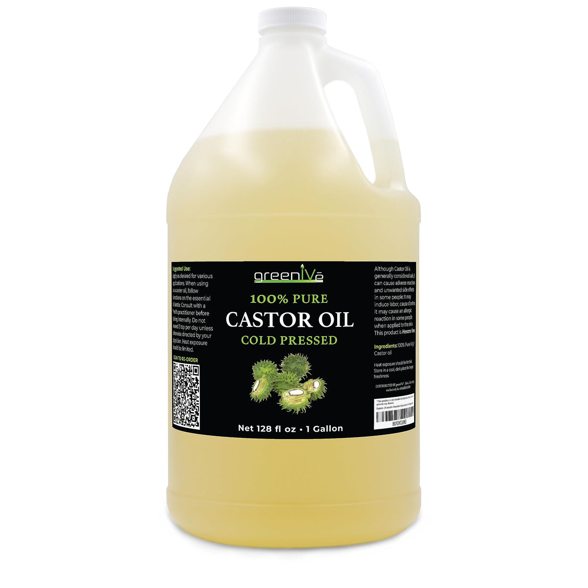 GreenIVe 100% Pure Castor Oil 4oz dropper bottle with applicator