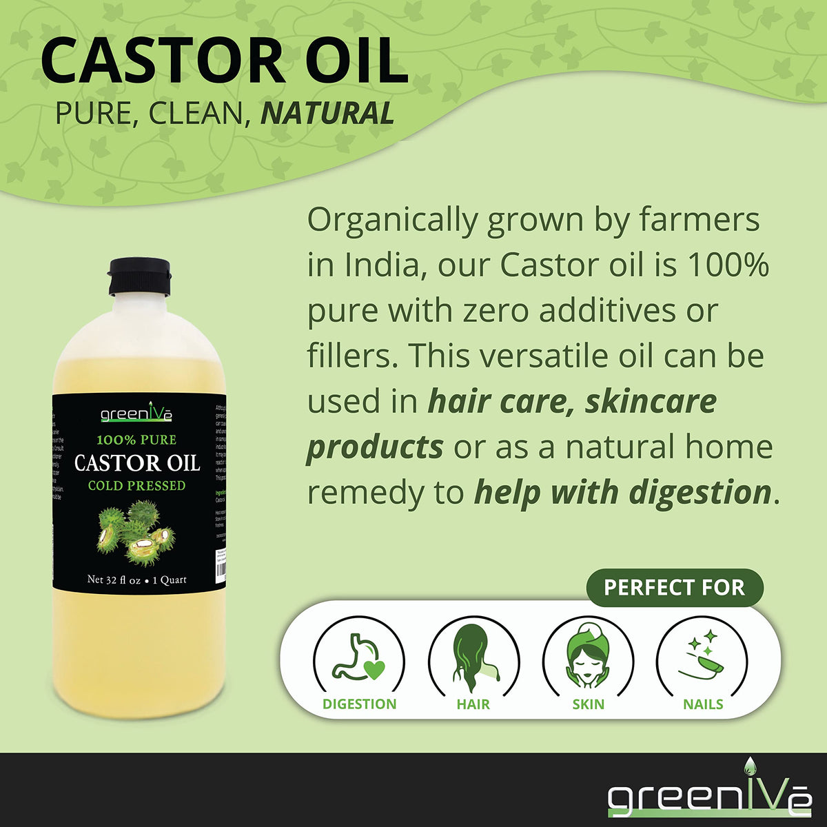 GreenIVe castor oil for hair and skin