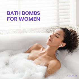 Group of BODY & EARTH bath bombs displayed on a wooden surface