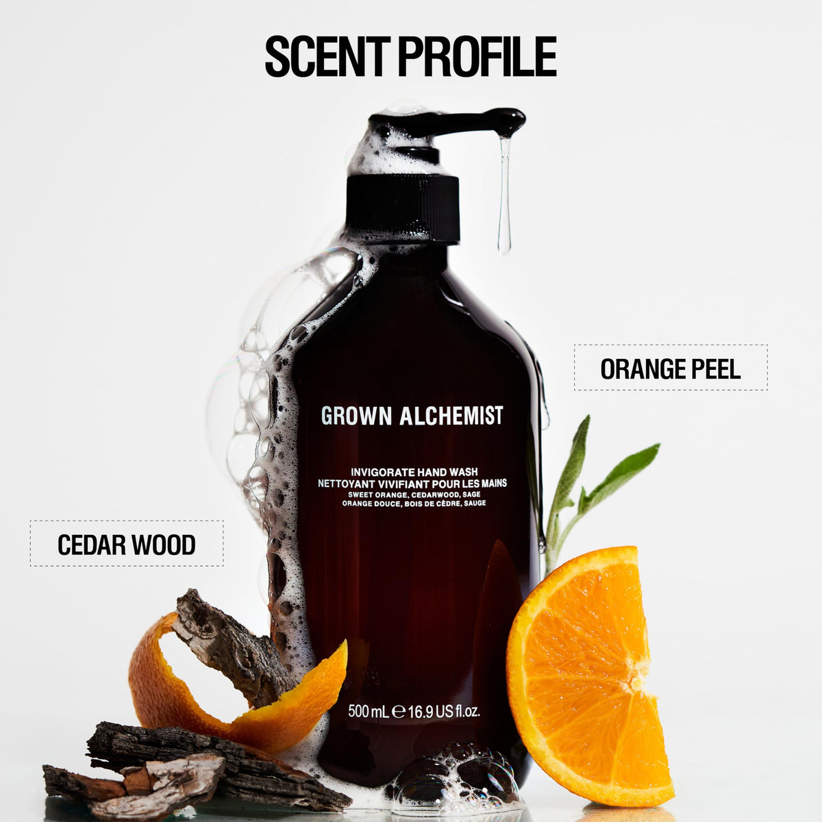Grown Alchemist Invigorate Hand Wash Refill 1L with pump dispenser