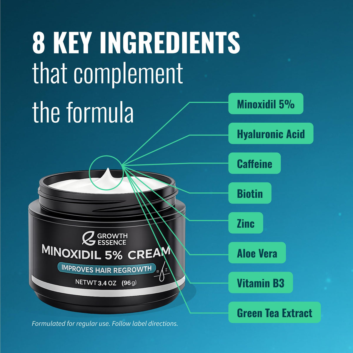 Growth Essence Minoxidil 5% Cream application on hairline
