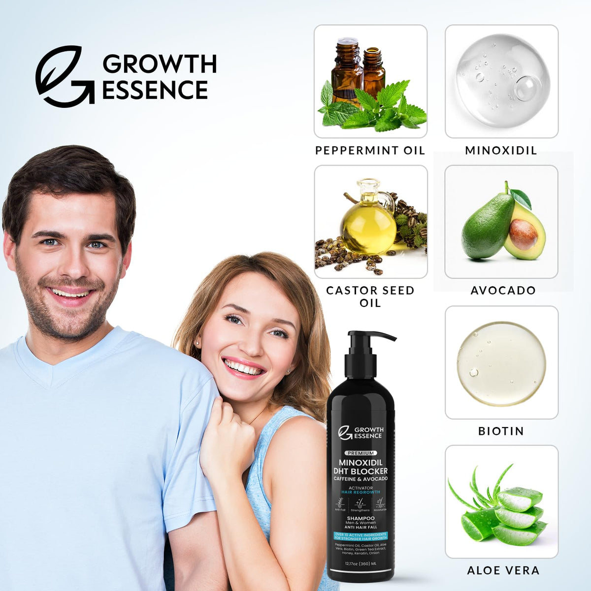 Growth Essence Minoxidil & Biotin Shampoo with natural extracts