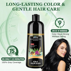 GRYFOX Black Hair Dye Shampoo back view with details