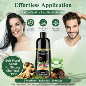 GRYFOX Black Hair Dye Shampoo bottle with botanical extracts