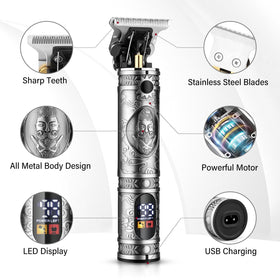 GSKY hair clippers with LCD display showing battery level