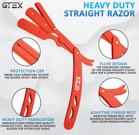GTEX straight razor in faux leather storage pouch